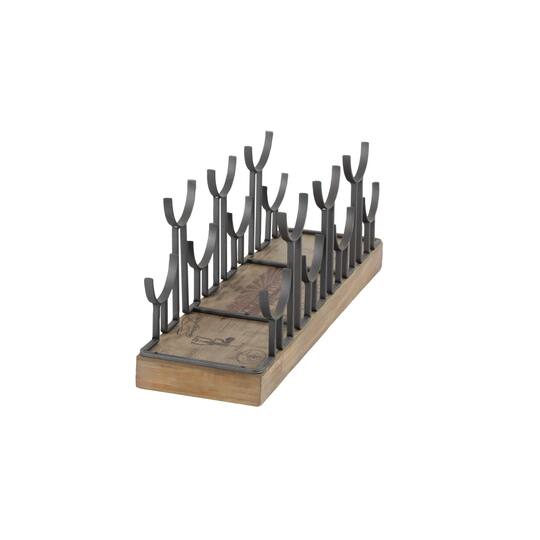 26" Brown Metal Industrial Wine Holder
